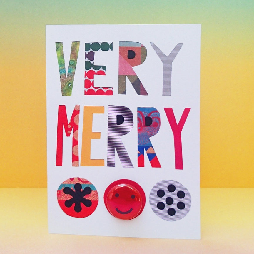 Card With Badge - Collage Text Very Merry