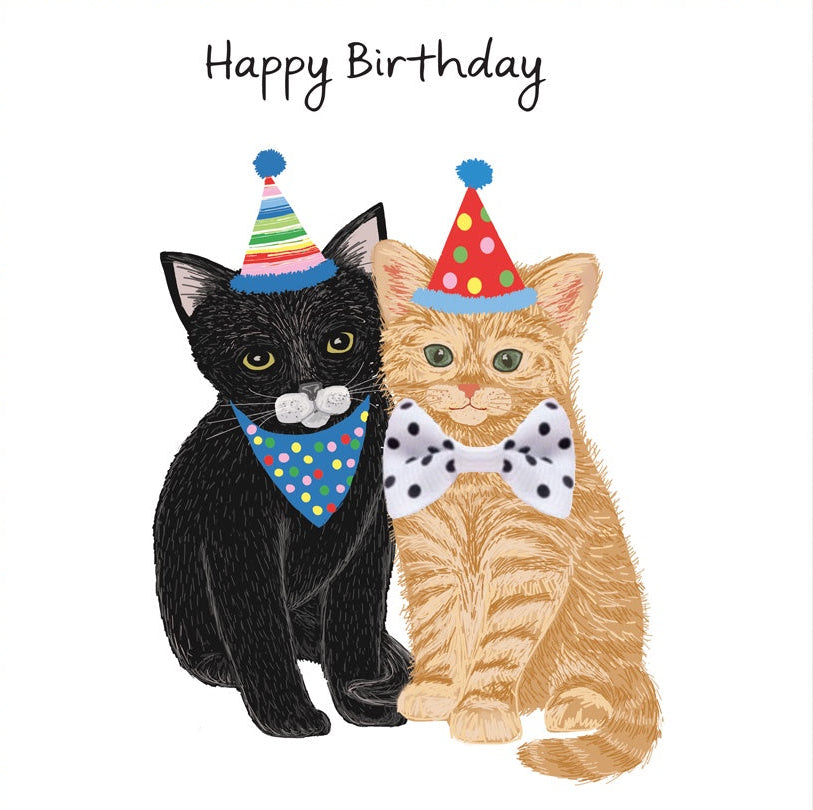 Birthday Ginger & Black Cat Card