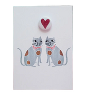 Card With Badge - Staffordshire Heart Cats
