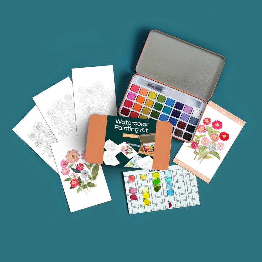Watercolour Painting Kit - Zinnia Garden