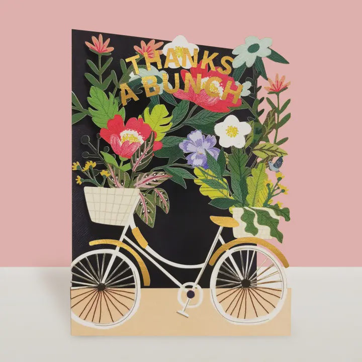 Thanks A Bunch Bicycle Cut Art Card