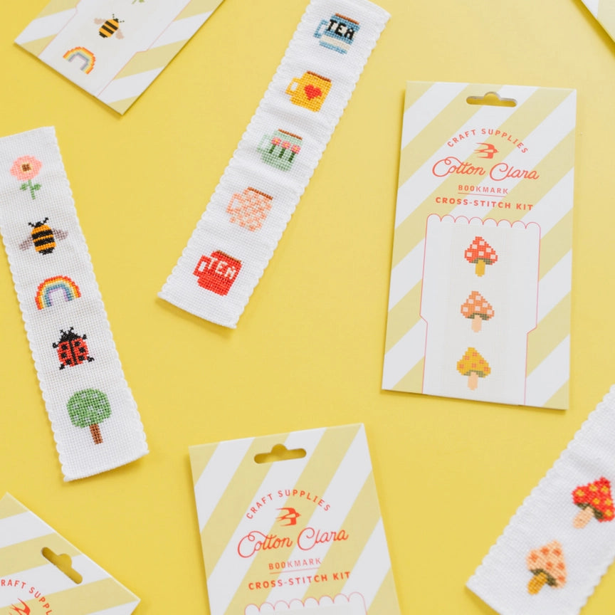 Cross-Stitch Kit Bookmark - Tea Mugs