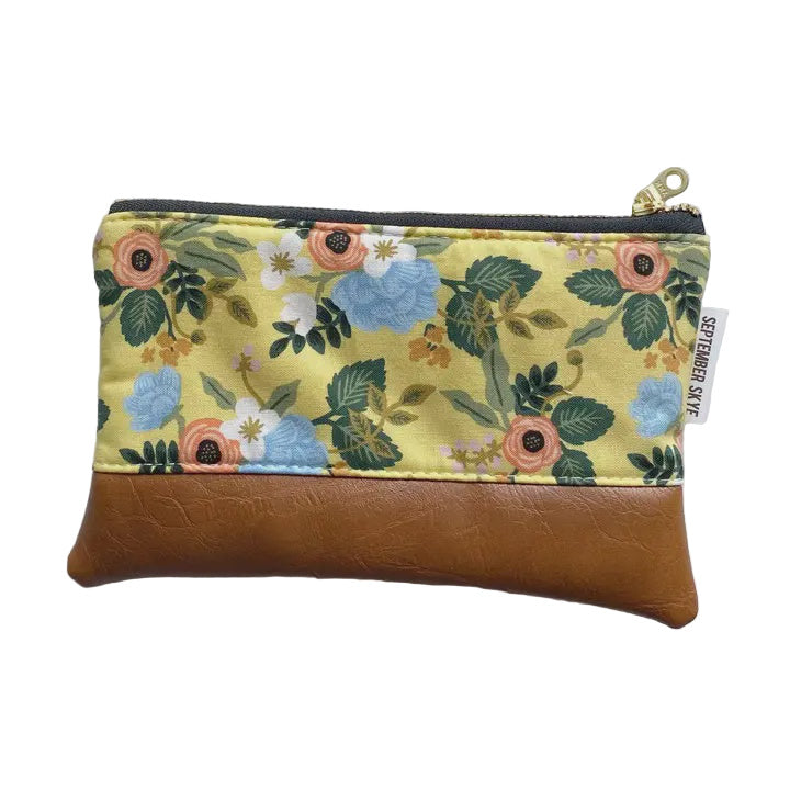 Cotton Coin Purse - Yellow Rifle Paper Floral
