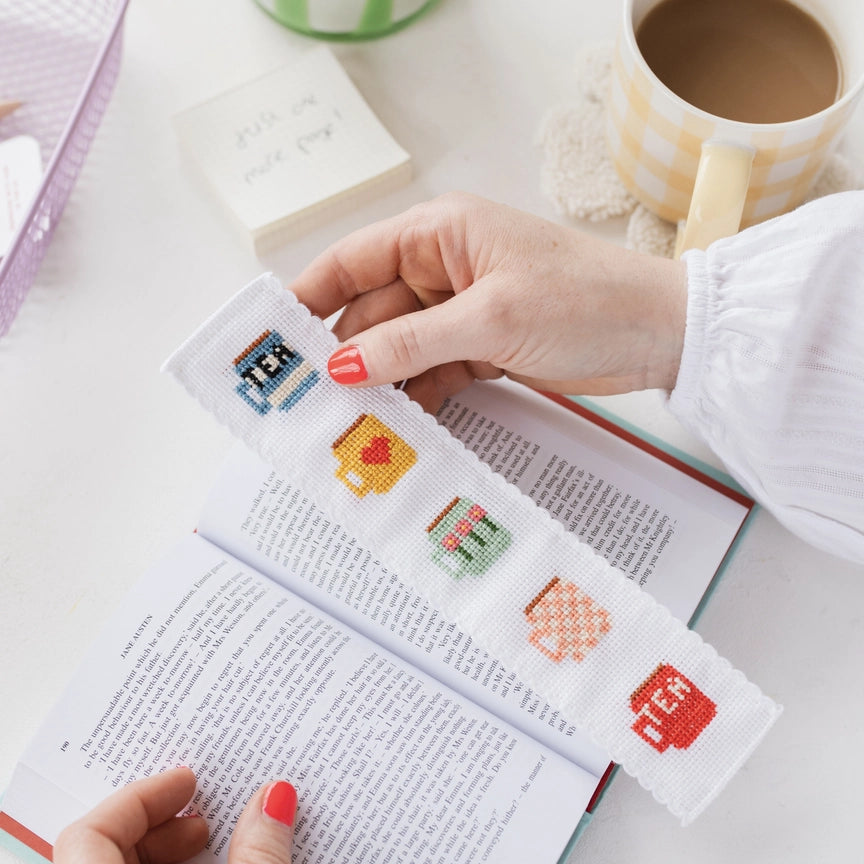 Cross-Stitch Kit Bookmark - Tea Mugs