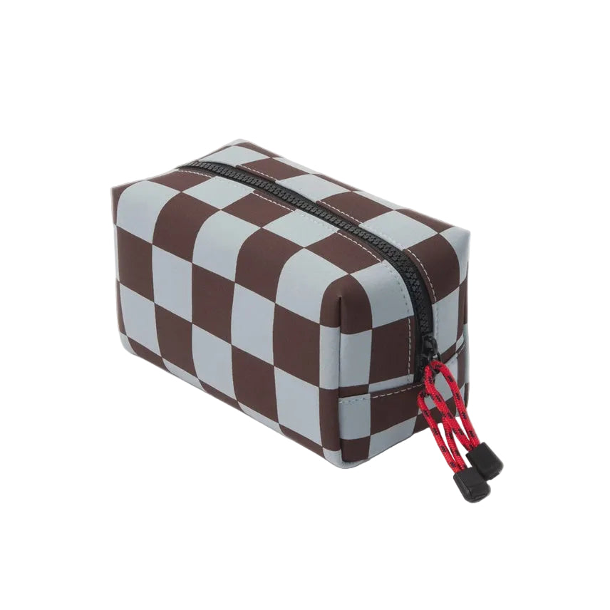 Grooming Bag - Wine & Blue Check