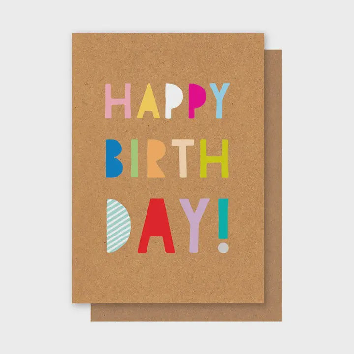 Colourful Font Kraft Birthday Card