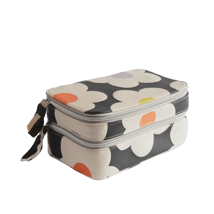 Make Up Organiser Bag - Multi Flower Charcoal