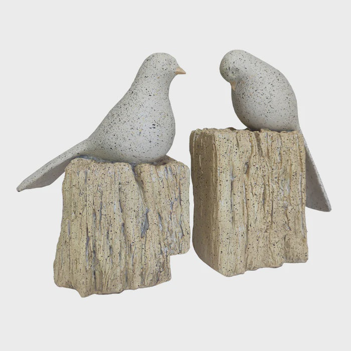 Keppel Whitewash Resin Bird Bookends