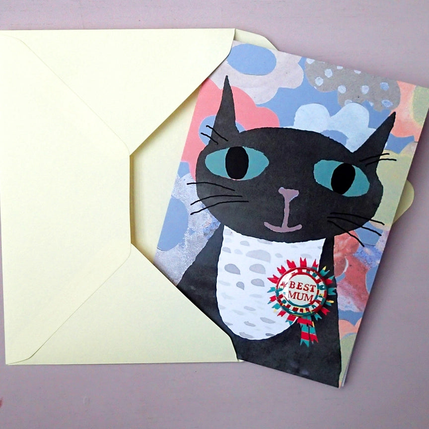 Card With Badge - Cat Best Mum