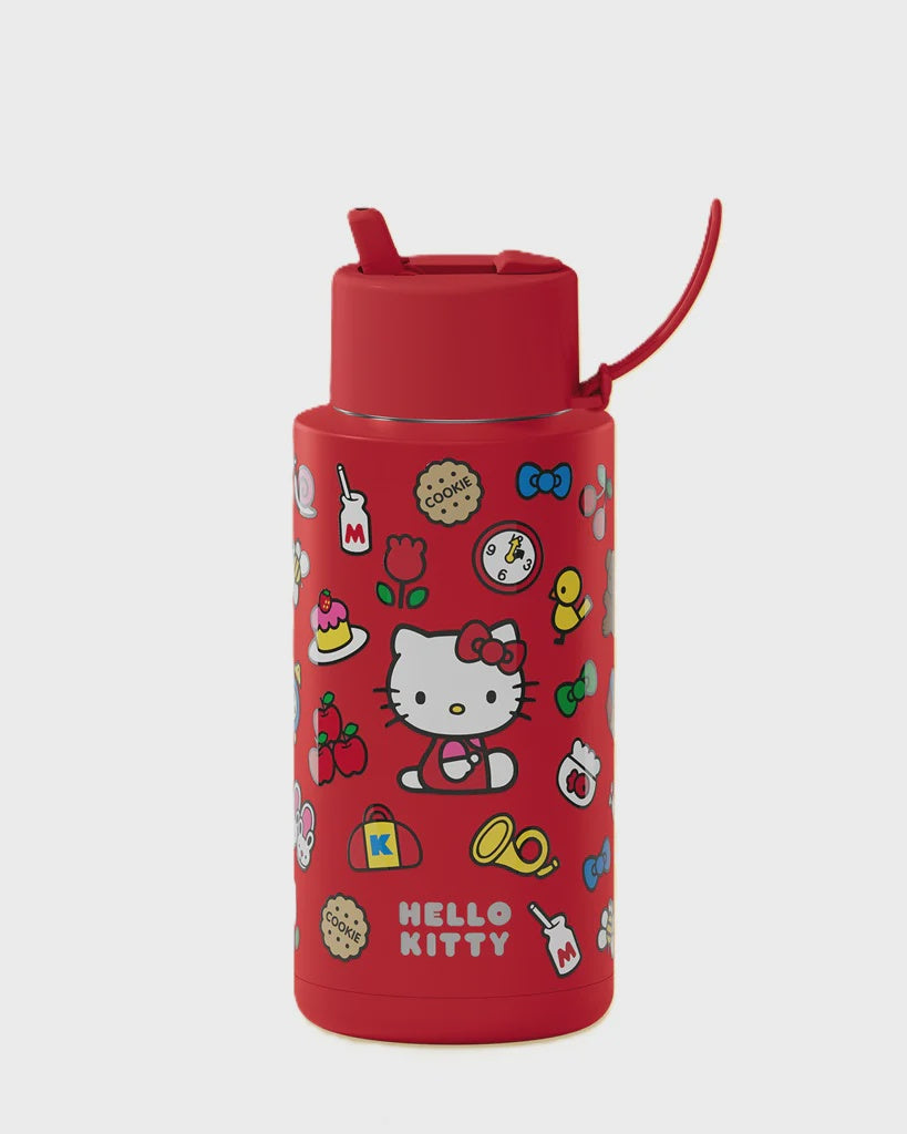 1L Ceramic Bottle + Flip Straw Lid - Hello Kitty