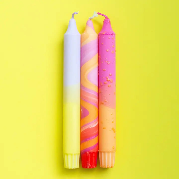 Taper Candles Set of 3 - Summer Sunset Bright Colours