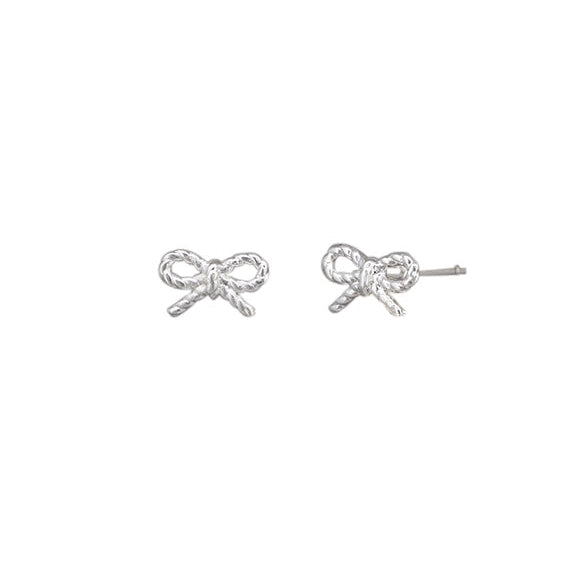 Emma Bow Stud Earrings - Silver