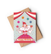 Circus Juggling Pierrot Clown Card