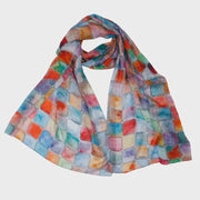 Abstract Pure Silk Scarf - Rainbow Squares