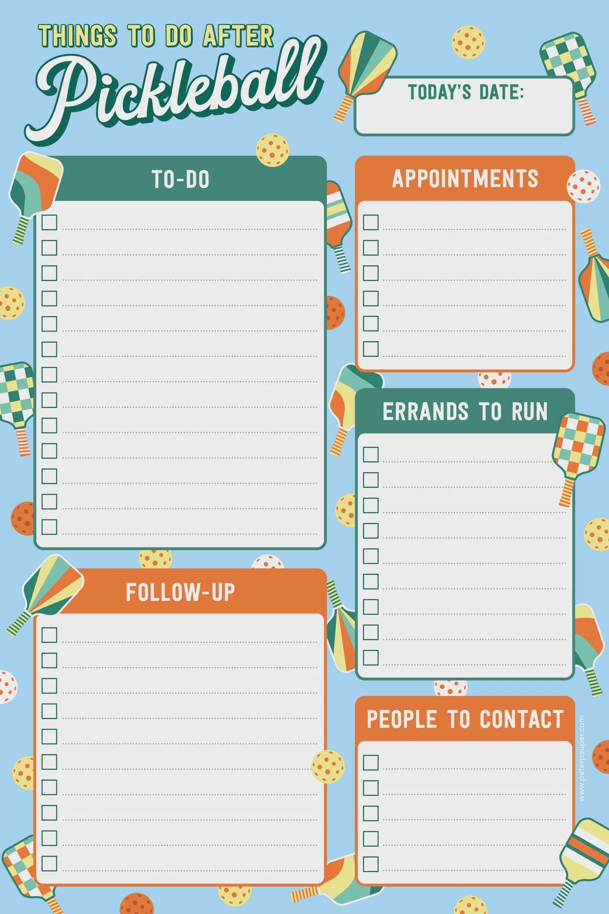 Pickleball To-Do List Note Pad