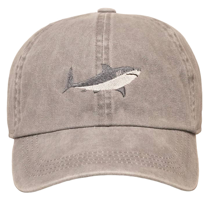 Embroidered Baseball Cap - Shark / Grey