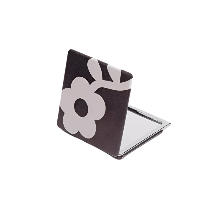 CG Pocket Mirror Square - Charcoal Mono Flower