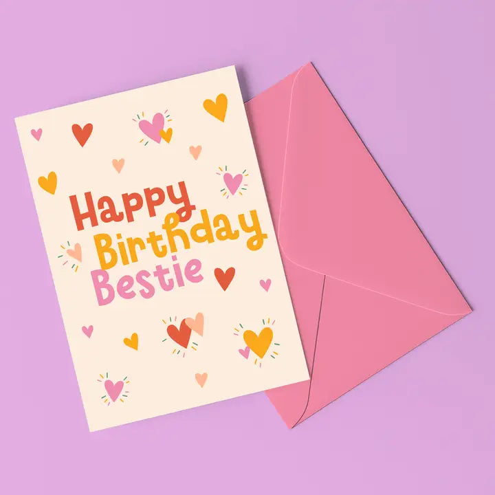 Happy Birthday Bestie Hearts Card
