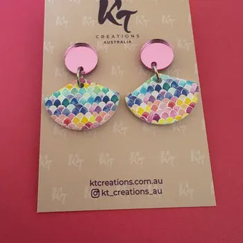 Mermaid Scale Watercolour Acrylic Earrings