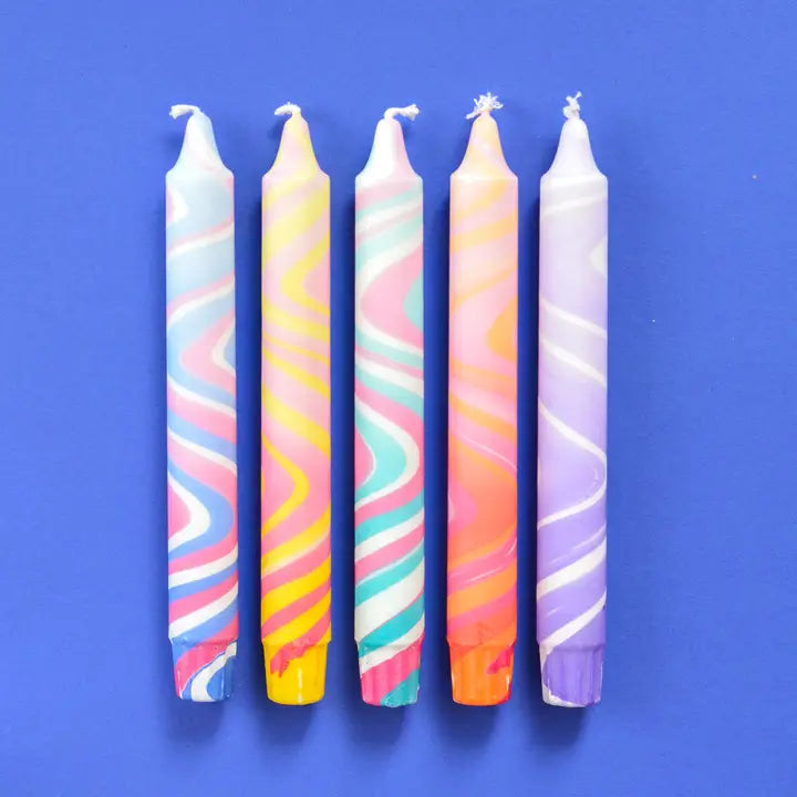 Taper Candles Set of 5 - Summer Marble