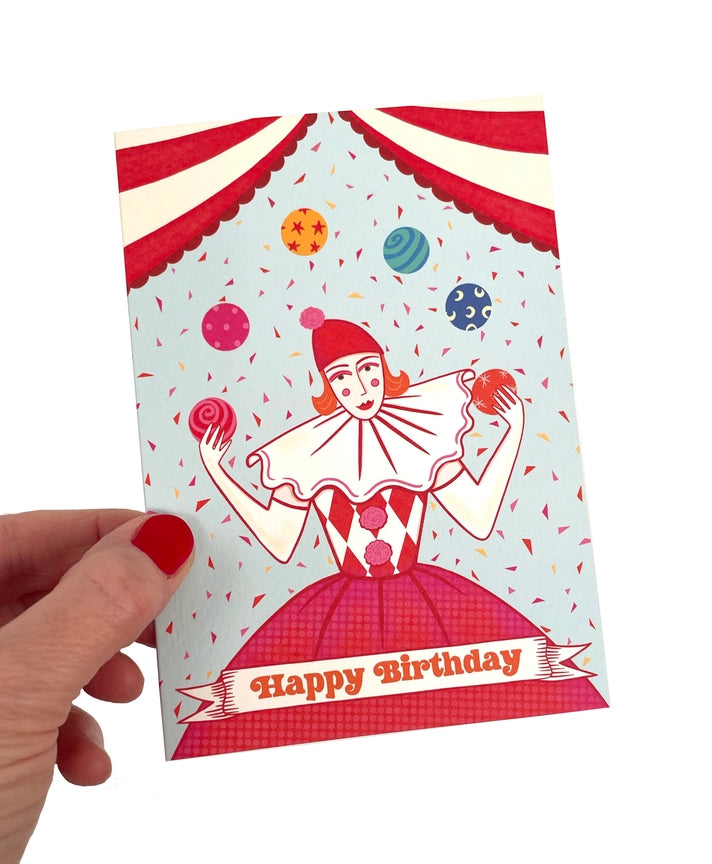 Circus Juggling Pierrot Clown Card