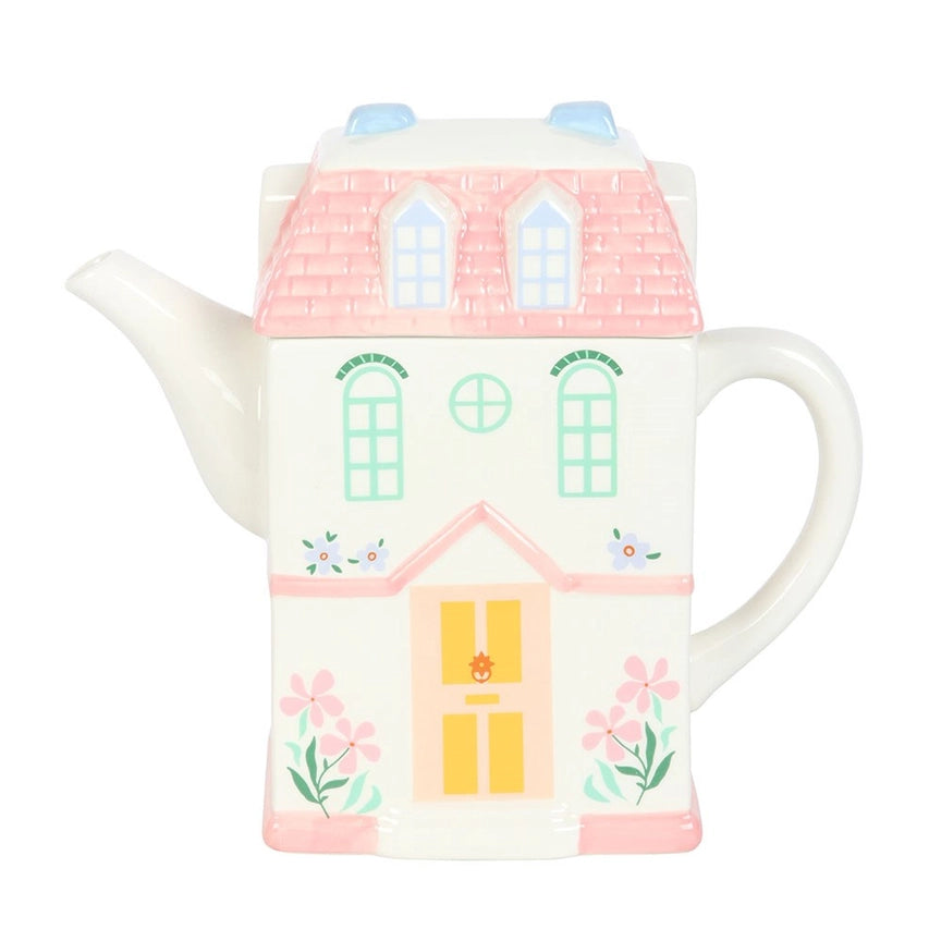 Pastel House Shaped Ceramic Teapot