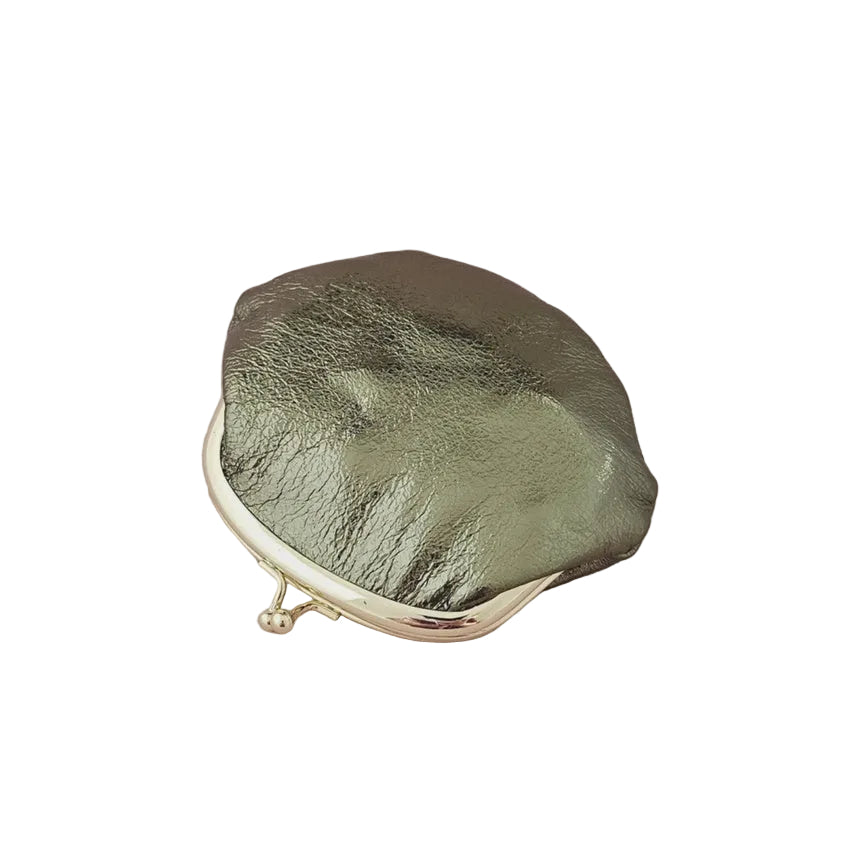 Retro Leather Clasp Purse - Khaki