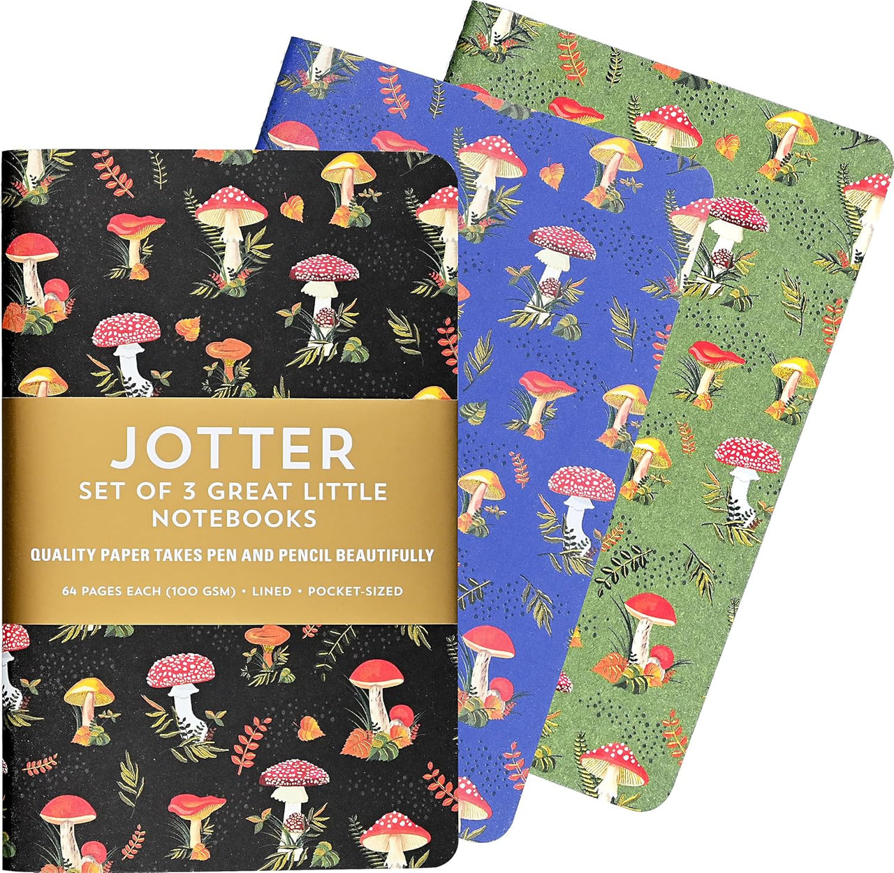 Set of 3 Jotter Notebooks - Mushroom