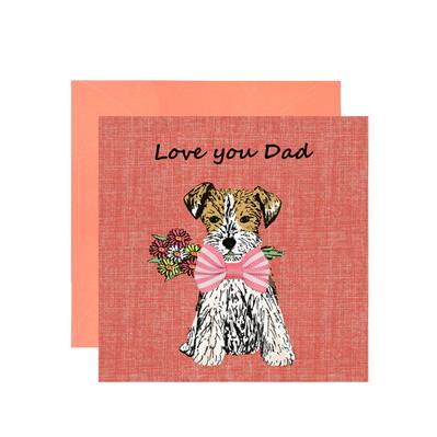 Love You Dad Terrier With Balloon Card