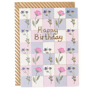 Happy Birthday Floral Check Card