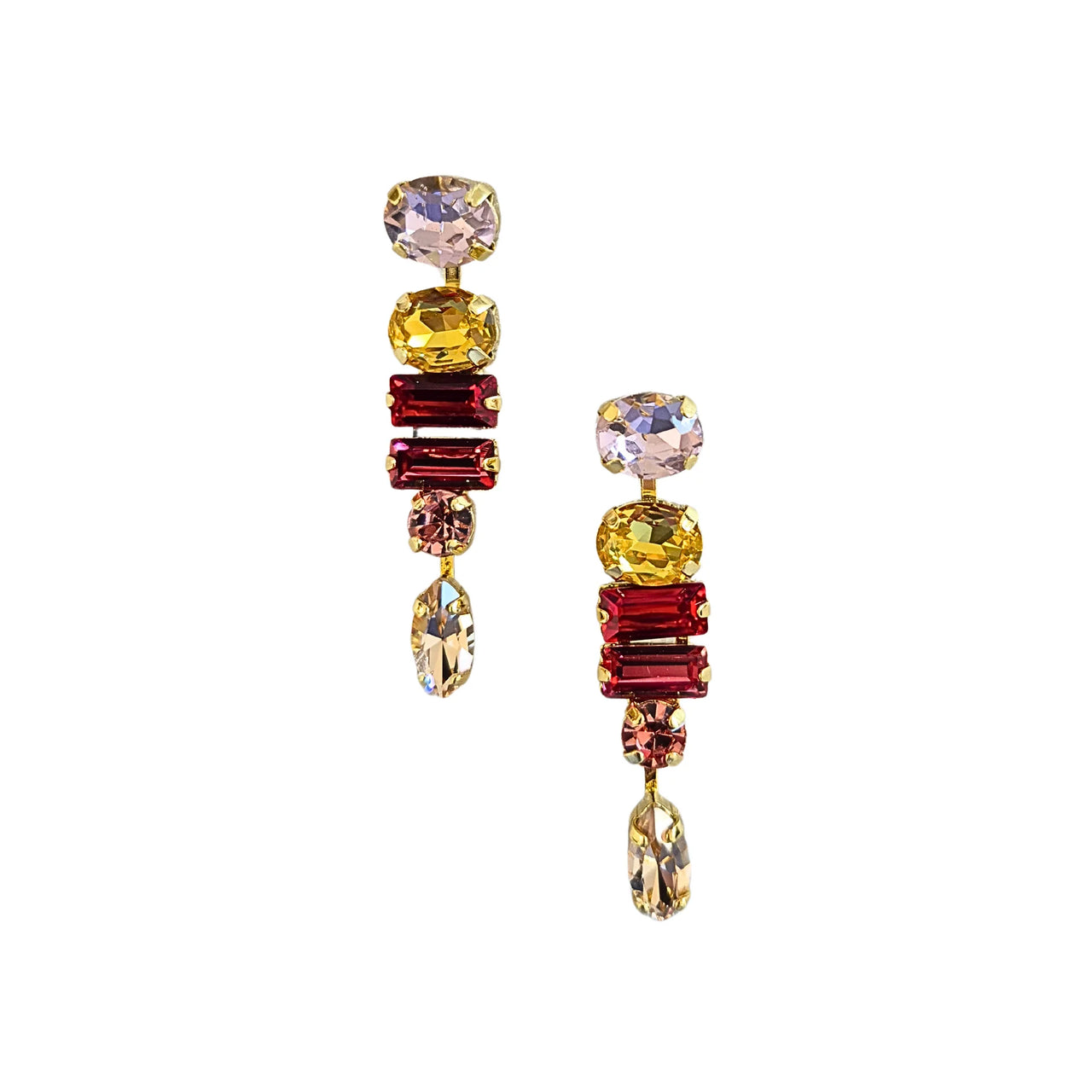 Statement Gem Drop Earrings - Pink
