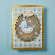 Cut Art Card - Welcome Little One Blue Pram