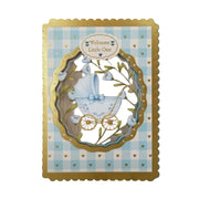 Cut Art Card - Welcome Little One Blue Pram