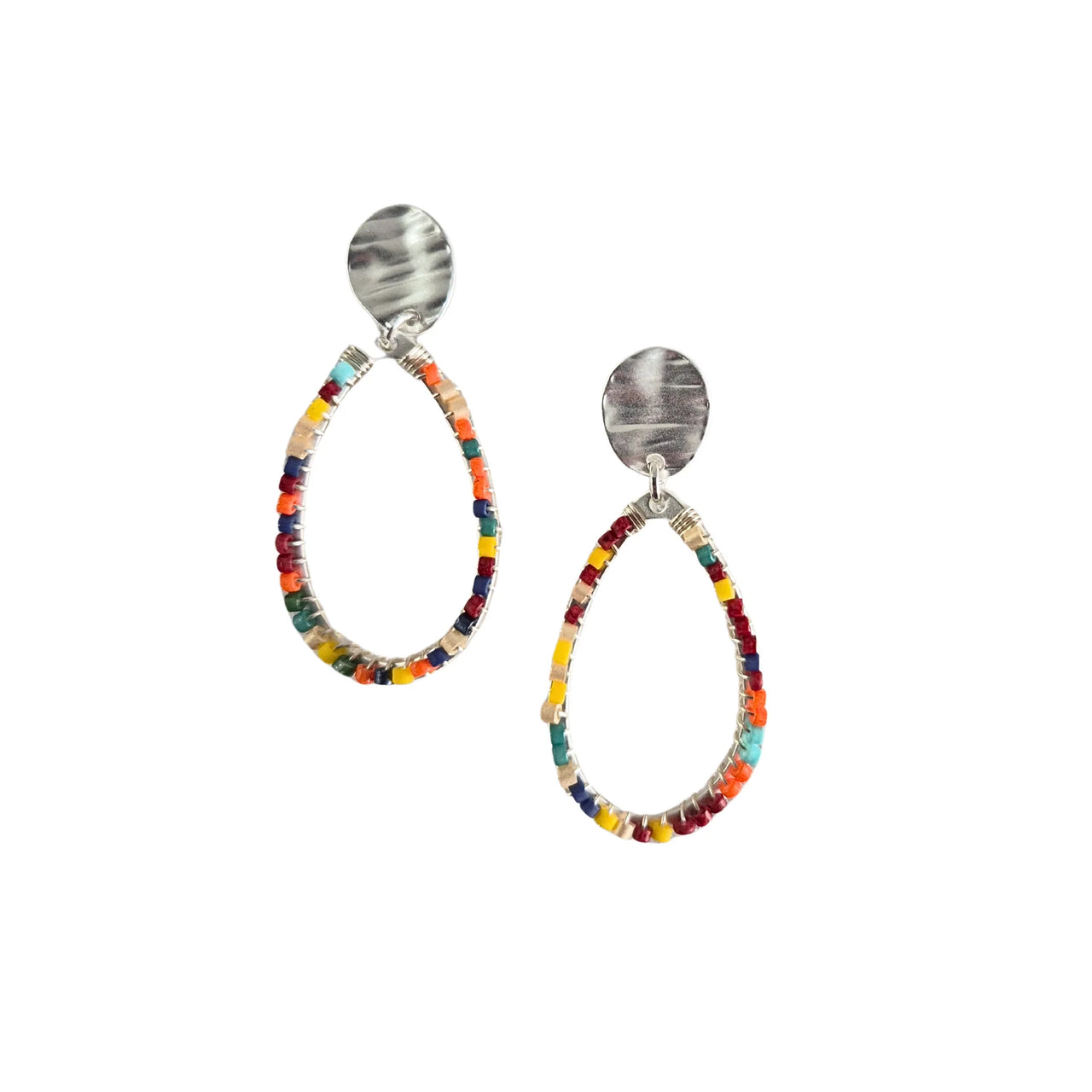 Teardrop Hoop Earrings - Silver
