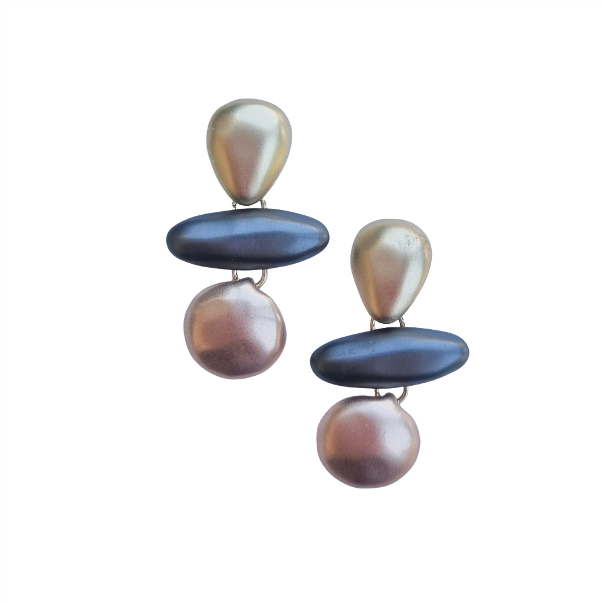 Ashlee Triple Metal Earring - Gold