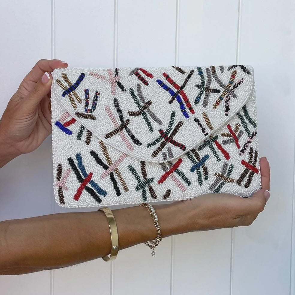 Anna Nova Beaded Clutch Bag - Dragonflies