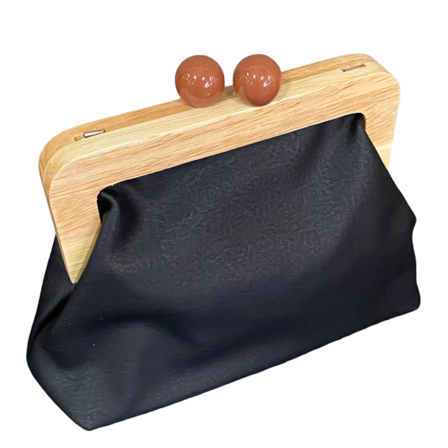 Wood Frame Clutch Bag