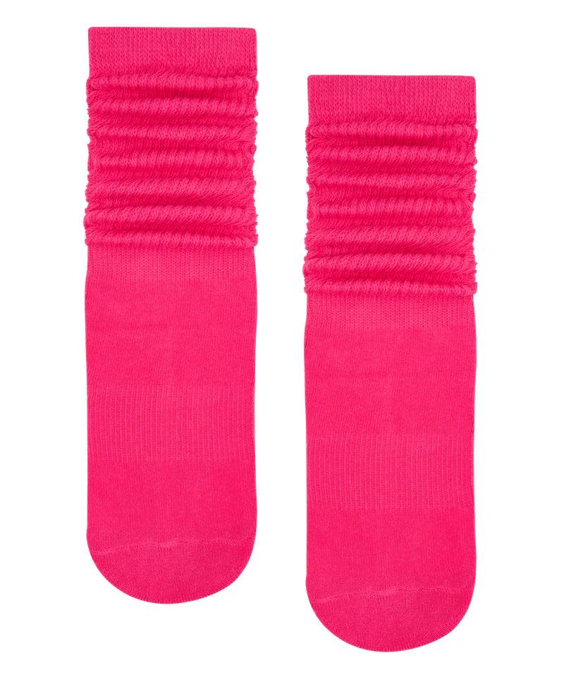 Scrunch Grip Socks - Neon Pink High