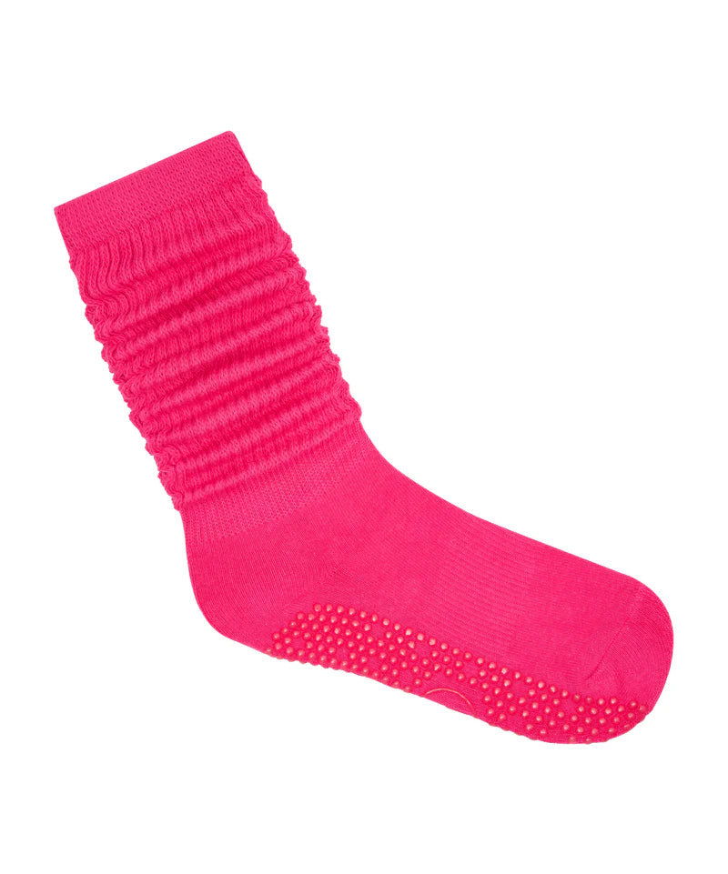 Scrunch Grip Socks - Neon Pink High