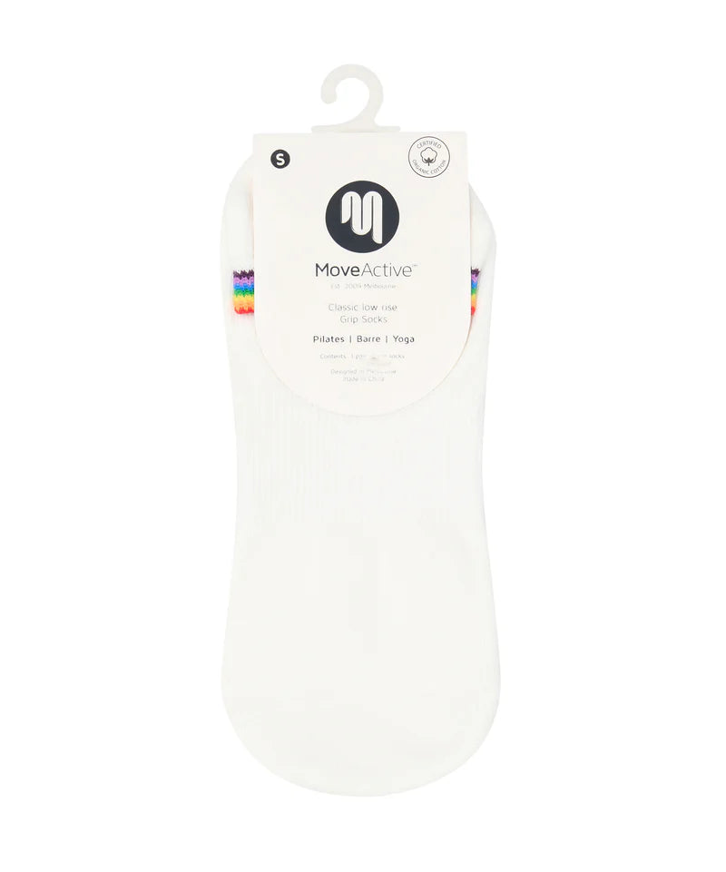 Classic Low Rise Grip Socks - Rainbow Ivory
