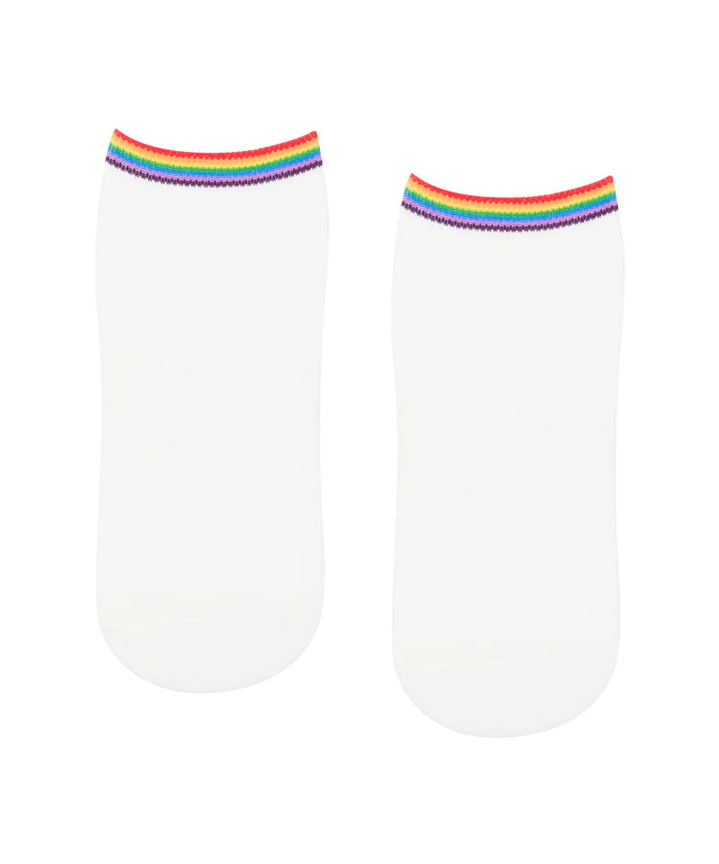 Classic Low Rise Grip Socks - Rainbow Ivory