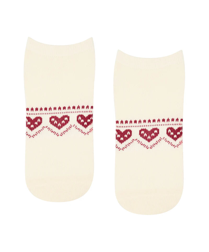 Classic Low Rise Grip Socks - Alpine Heart Oat