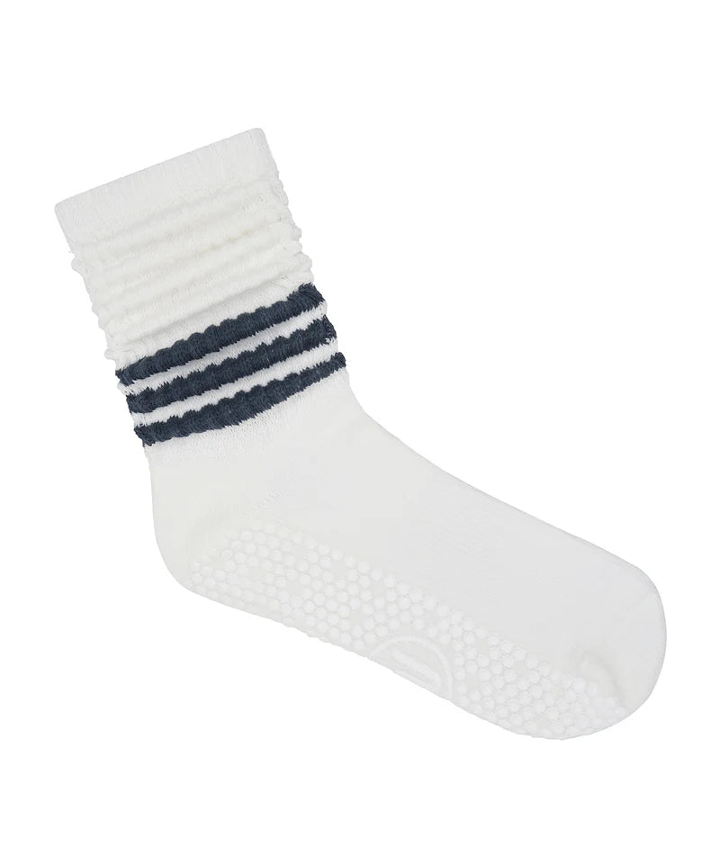 Scrunch Grip Socks - French Navy Stripe High