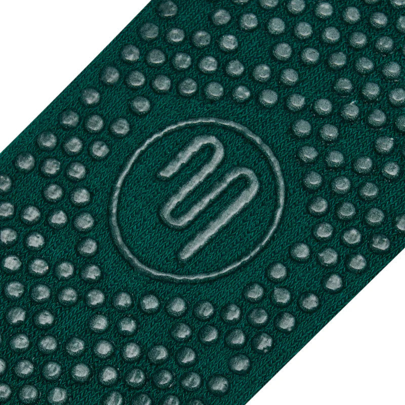 Quarter Crew Grip Socks - Ribbed Emerald