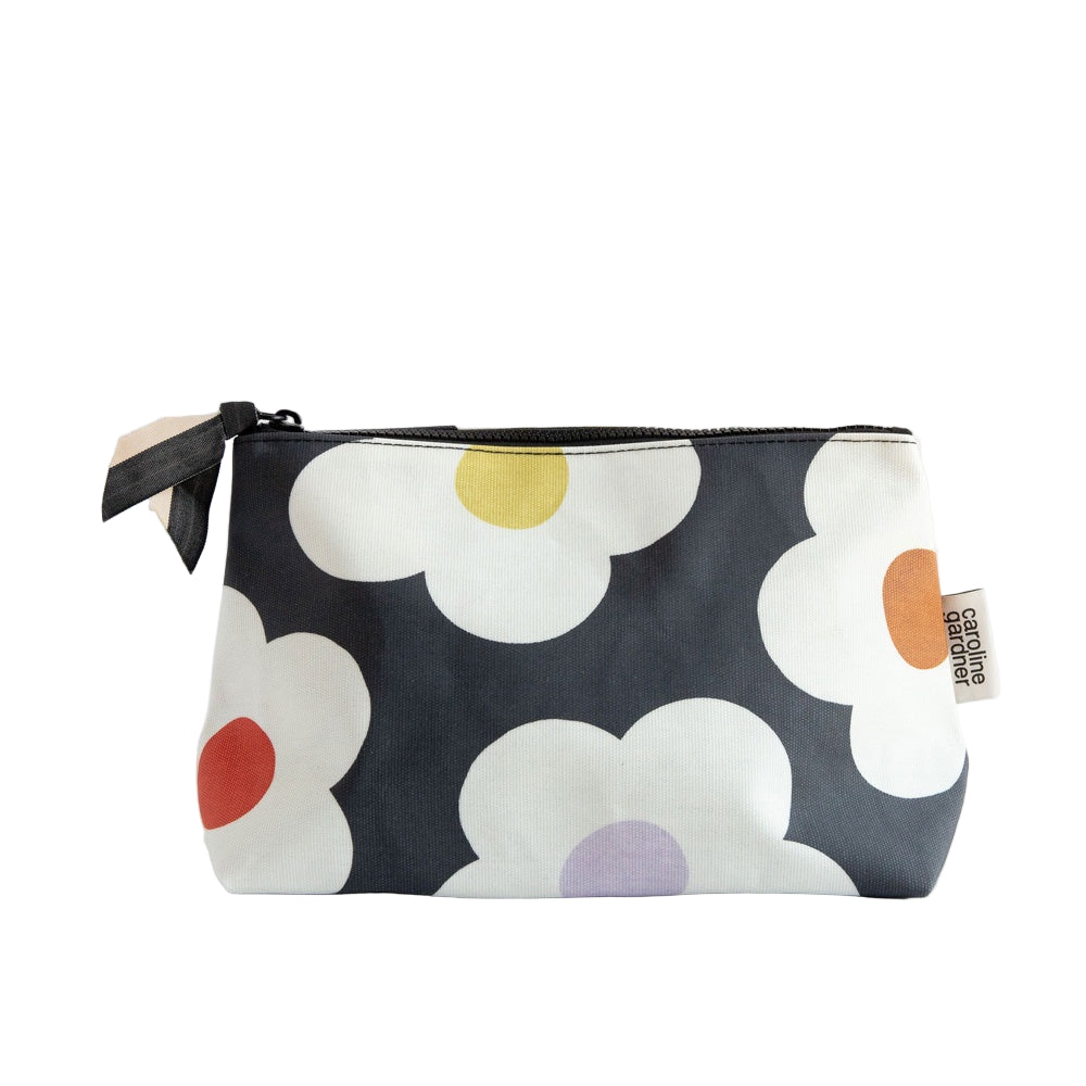 Canvas Beauty Bag - Multi Flower Charcoal