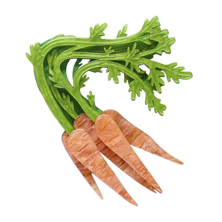 In Praise of Veg Brooch - Carrot Topper