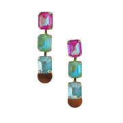 Adina Gem Stud Earrings - Pink Green