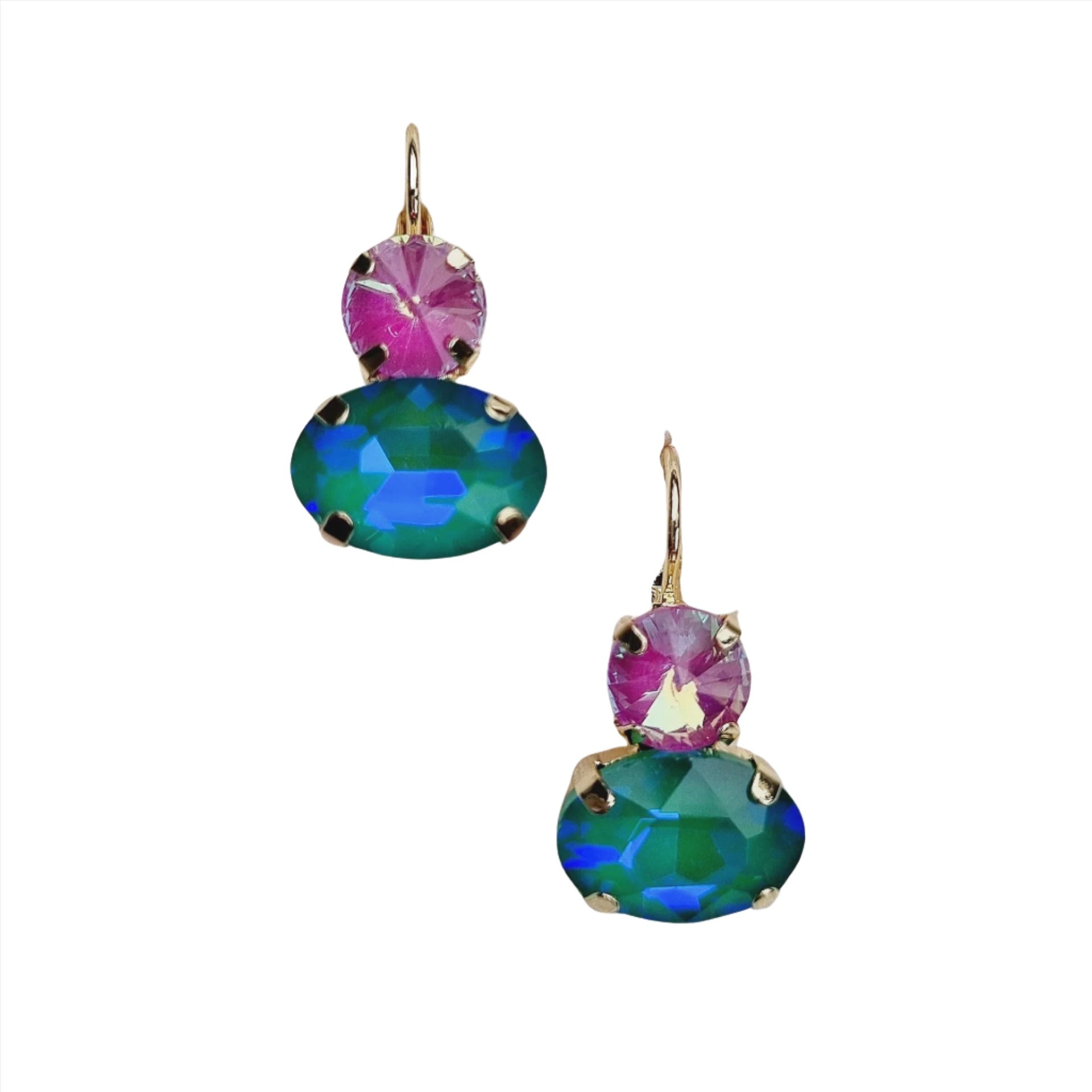 Angelique Gem Earring - Pink Green