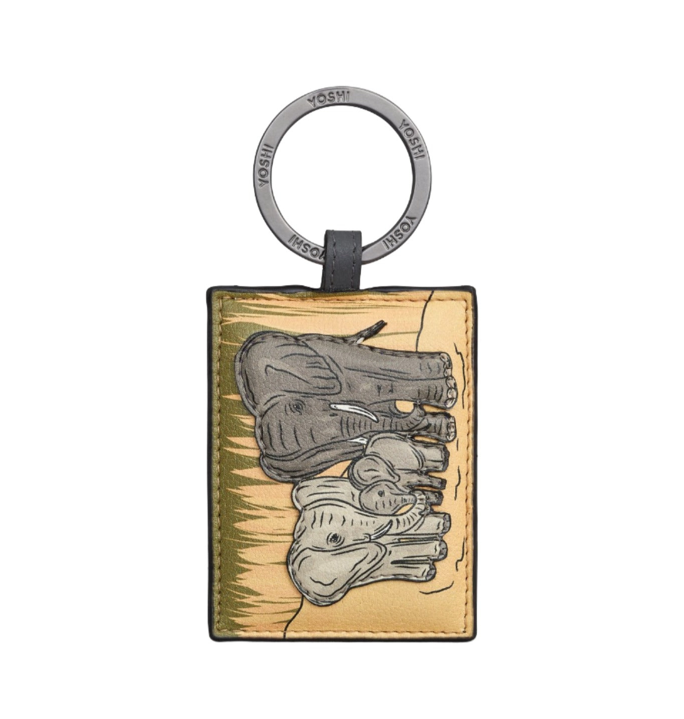 Leather Keyring - Elephant Family