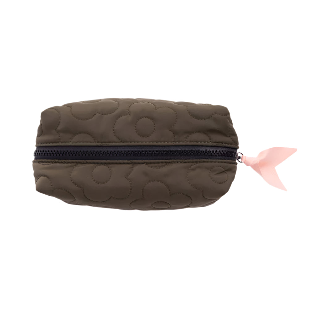 Cube Cosmetic Bag - Quilted Khaki Flower